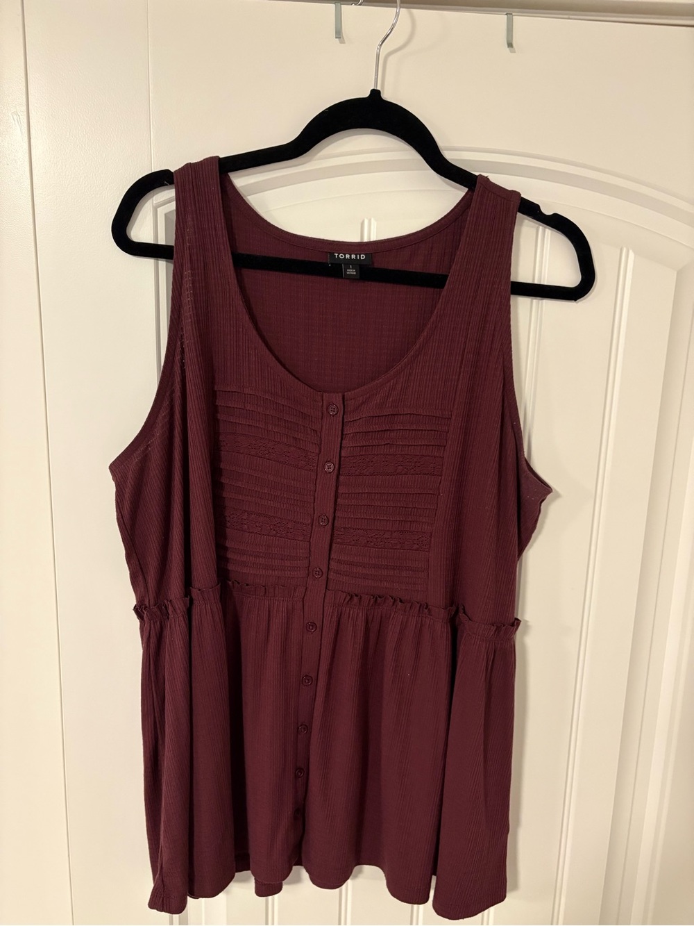 torrid Burgundy Sleeveless Button-Front Peplum Midi Dress
